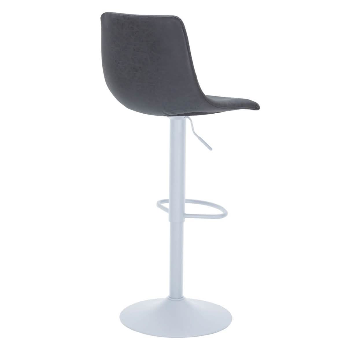 Tilbury Adjustable Height Bar Stool with Leather Upholstery in White Iron with Footrest Bar Stools Leisuremod