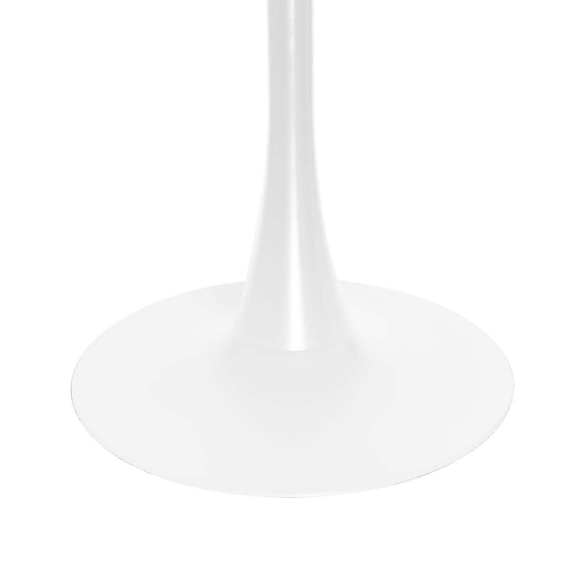 LeisureMod Bristol 5 - Piece Dining Set Round White MDF Dining Table and 4 Acrylic Dining Chairs with Chrome Legs