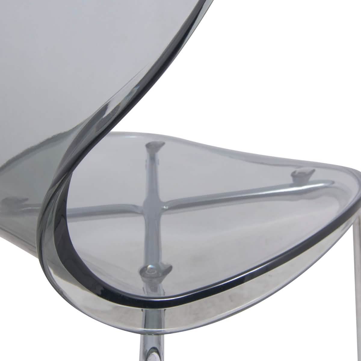LeisureMod Bristol 5 - Piece Dining Set Round White MDF Dining Table and 4 Acrylic Dining Chairs with Chrome Legs