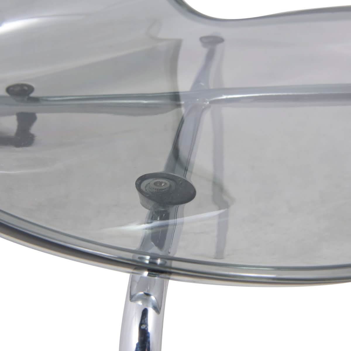 LeisureMod Bristol 5 - Piece Dining Set Round White MDF Dining Table and 4 Acrylic Dining Chairs with Chrome Legs