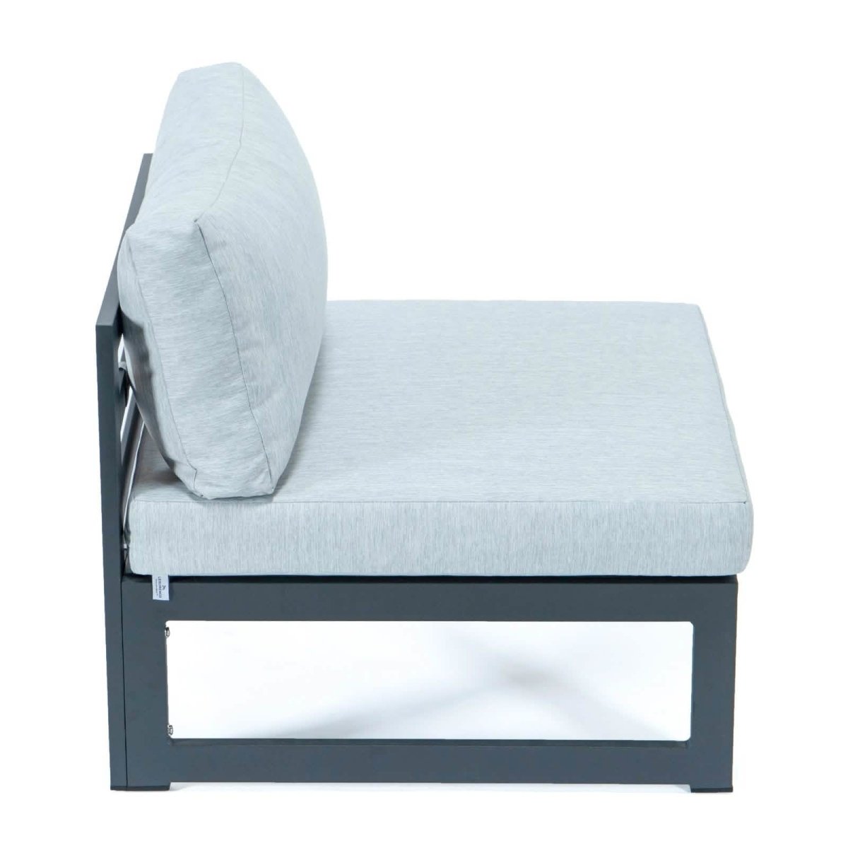 Chelsea 5-Piece Middle Patio Chairs and Coffee Table Set Black Aluminum With Cushions Leisuremod