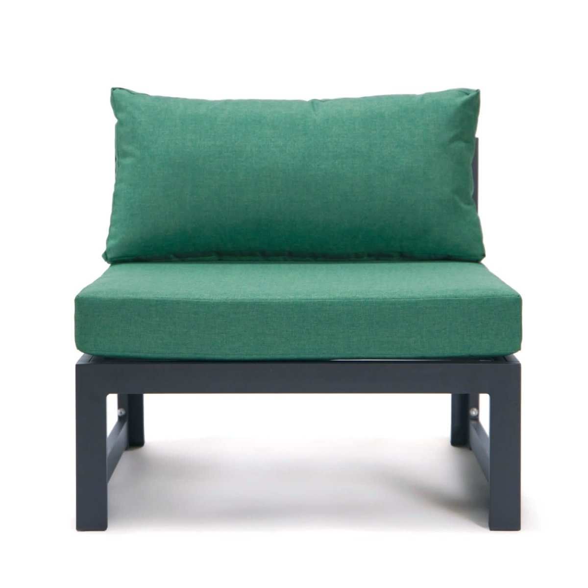 Chelsea 5-Piece Middle Patio Chairs and Coffee Table Set Black Aluminum With Cushions Leisuremod