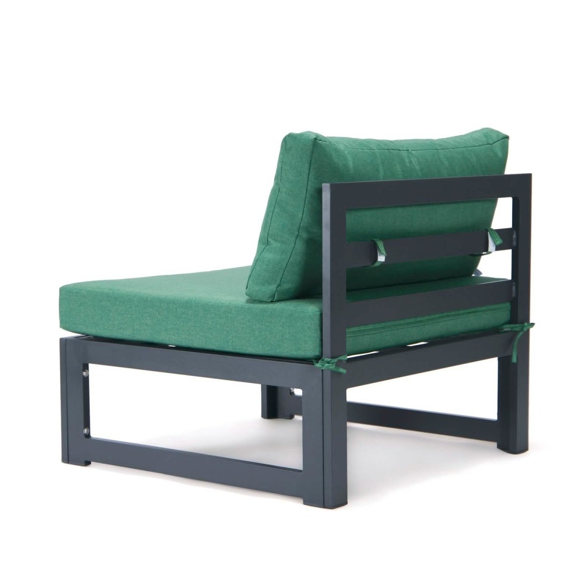 Chelsea 5-Piece Middle Patio Chairs and Coffee Table Set Black Aluminum With Cushions Leisuremod