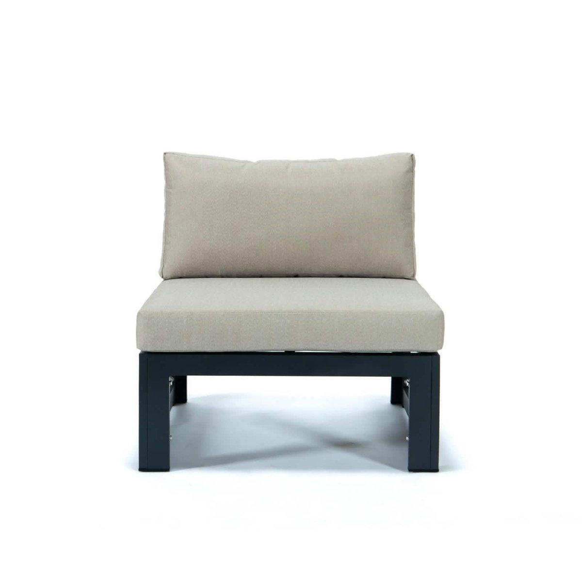 Chelsea 5-Piece Middle Patio Chairs and Coffee Table Set Black Aluminum With Cushions Leisuremod