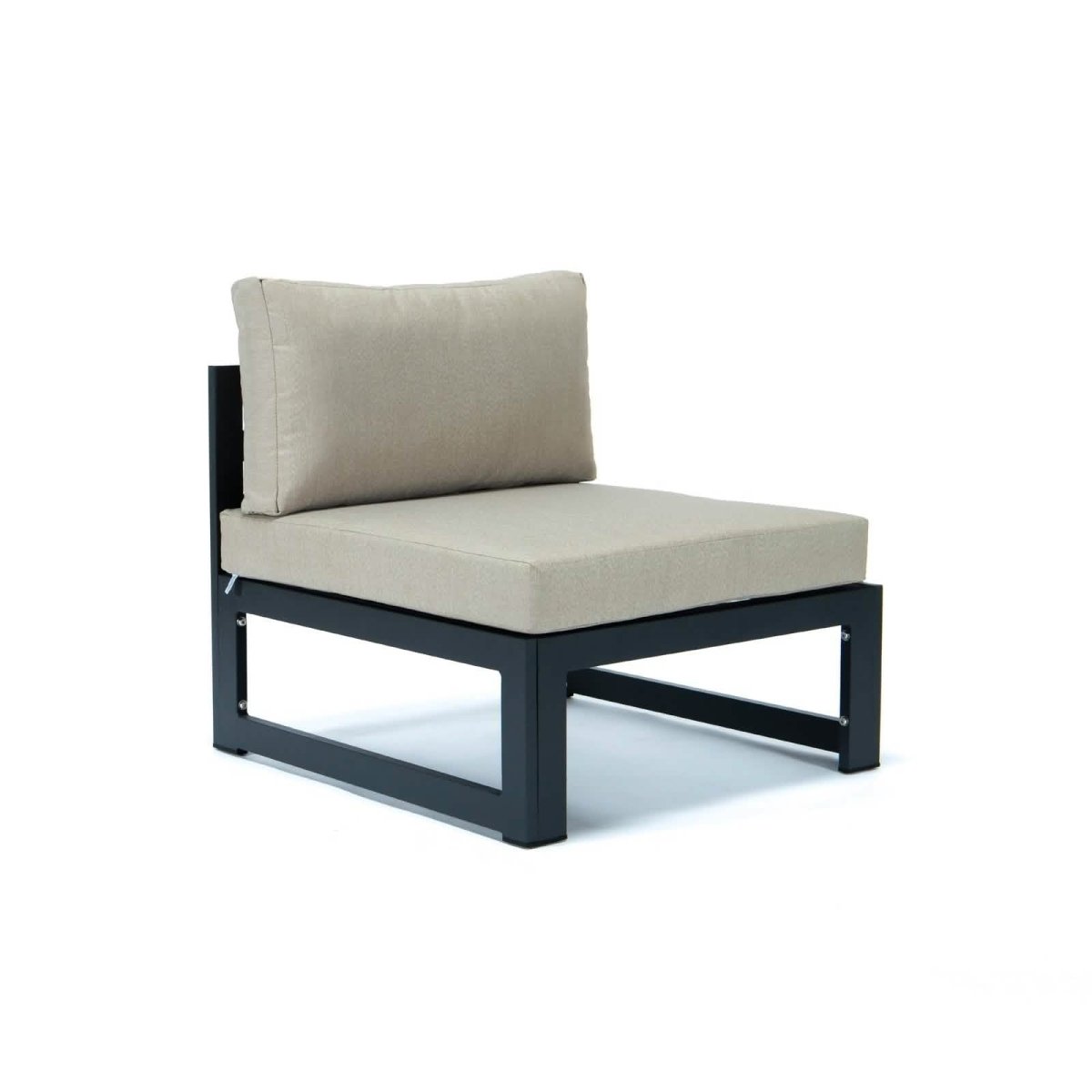 Chelsea 5-Piece Middle Patio Chairs and Coffee Table Set Black Aluminum With Cushions Leisuremod