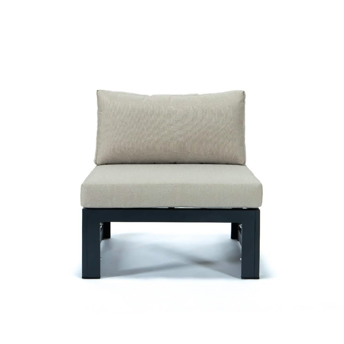 Chelsea 5-Piece Middle Patio Chairs and Coffee Table Set Black Aluminum With Cushions Leisuremod