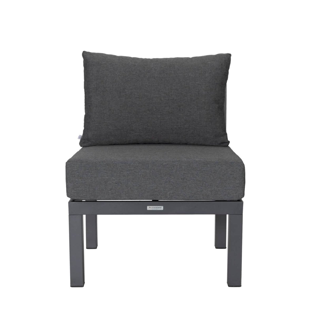 Chelsea 7-Piece Patio Sectional Set in Black Aluminum with Fire Pit Table Black Leisuremod