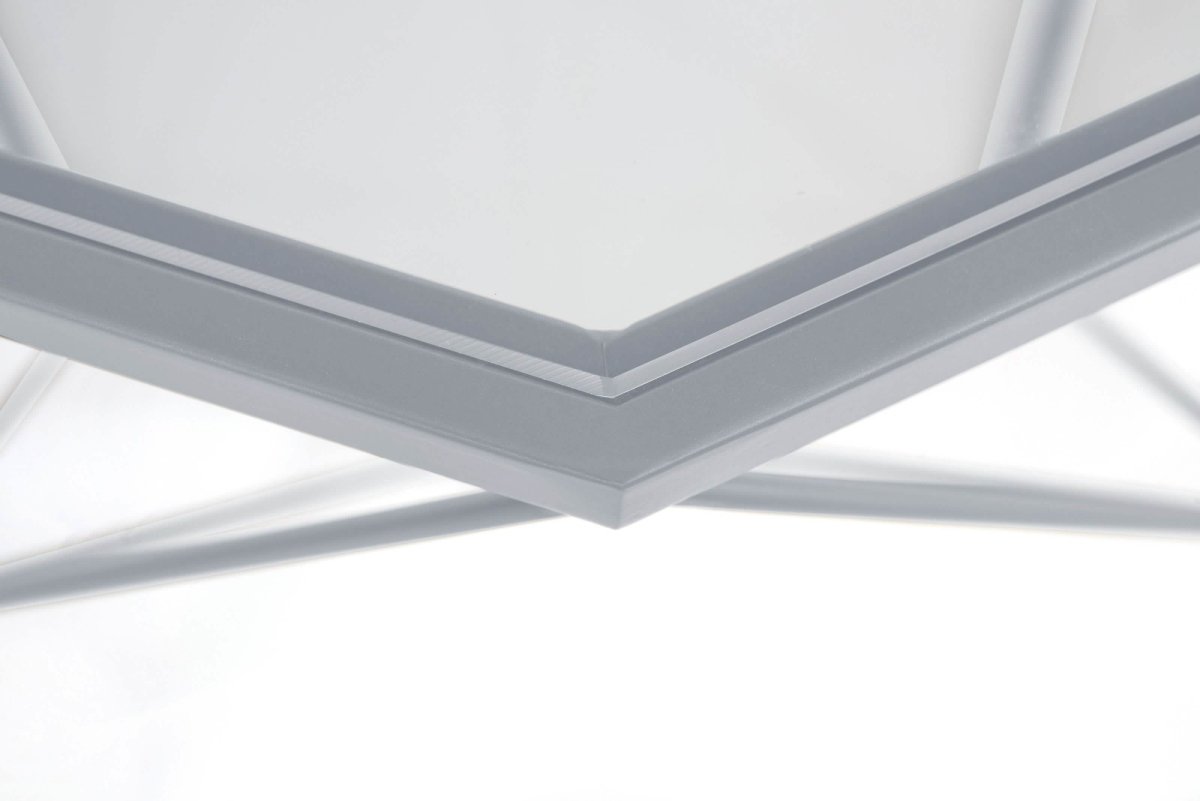 Leisuremod Coffee Table Malibu Octagon Coffee Table with Glass Top and Geometric Metal Base