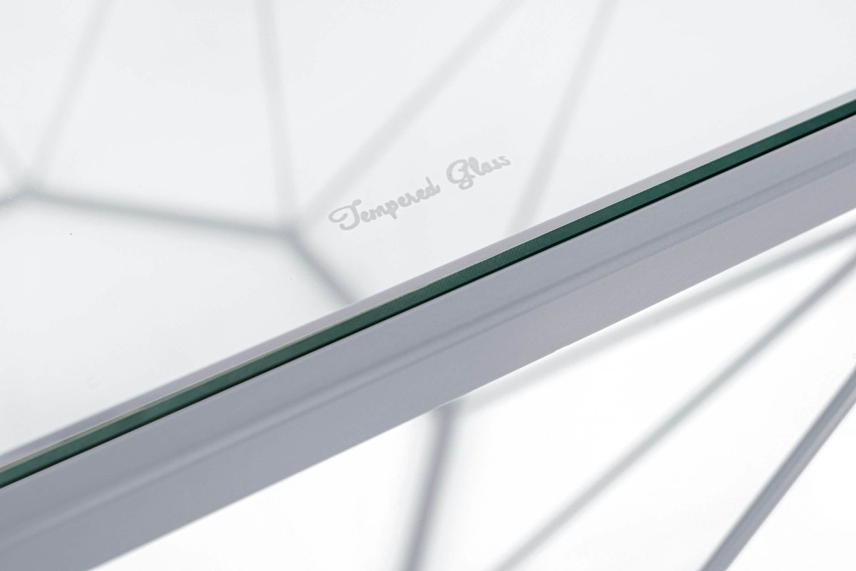 Leisuremod Coffee Table Malibu Octagon Coffee Table with Glass Top and Geometric Metal Base