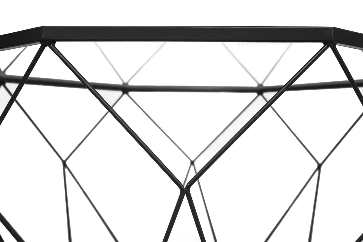 Leisuremod Coffee Table Malibu Octagon Coffee Table with Glass Top and Geometric Metal Base