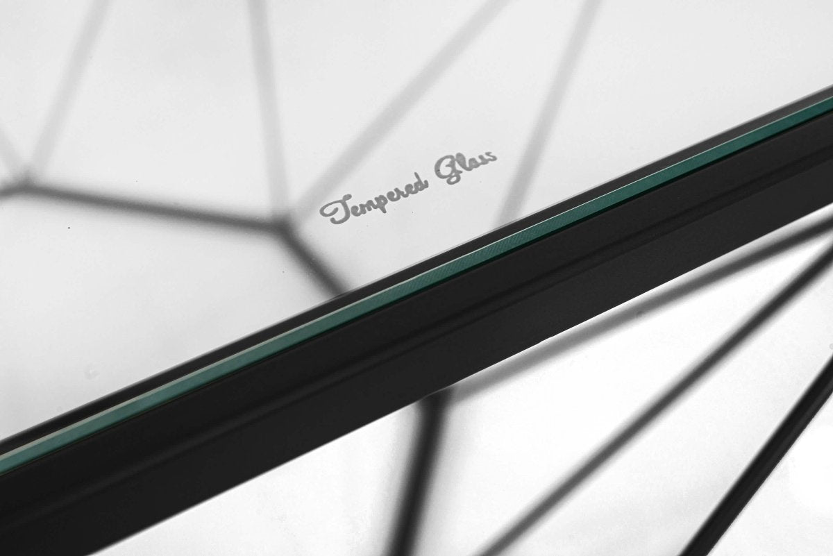 Leisuremod Coffee Table Malibu Octagon Coffee Table with Glass Top and Geometric Metal Base