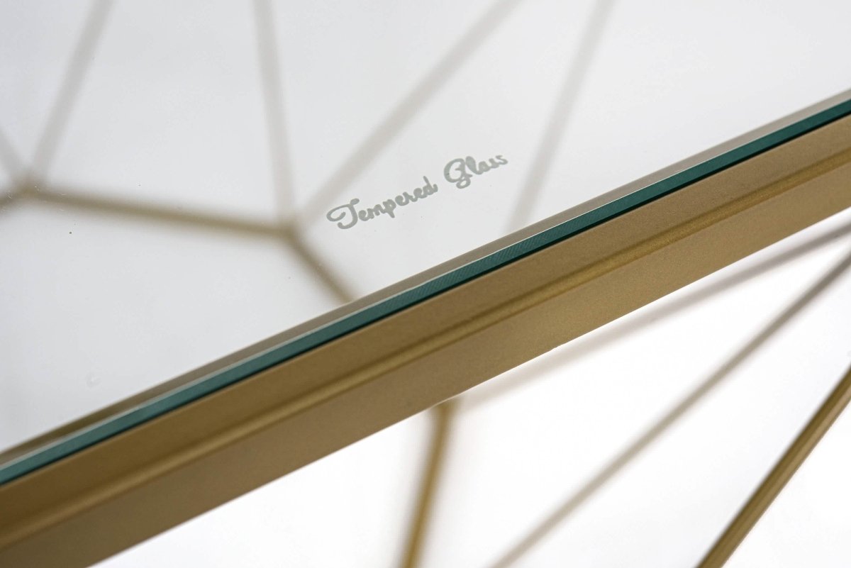 Leisuremod Coffee Table Malibu Octagon Coffee Table with Glass Top and Geometric Metal Base