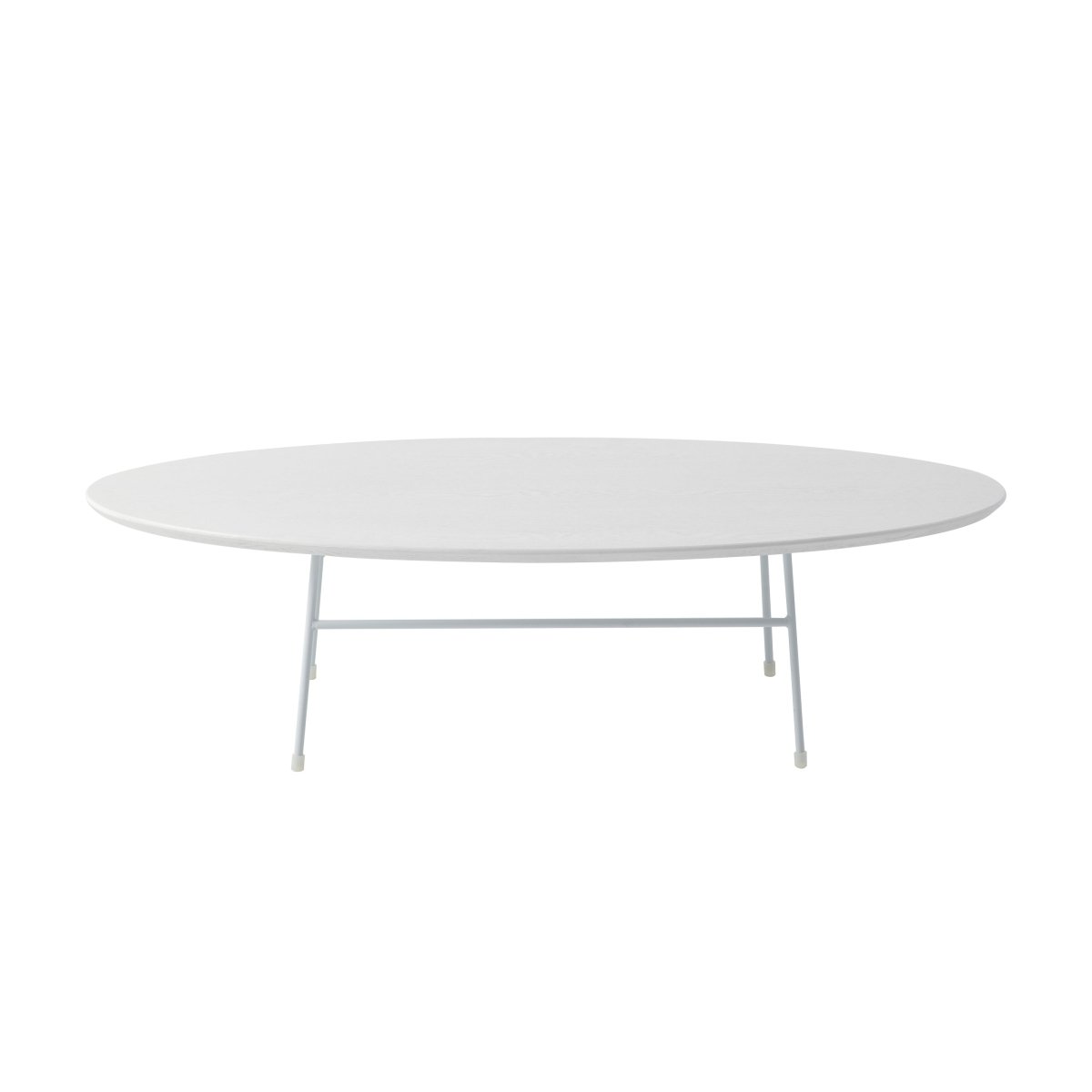 Leisuremod Coffee Table Rossmore Oval Coffee Table with MDF Wood Tabletop in Black/White Steel Frame