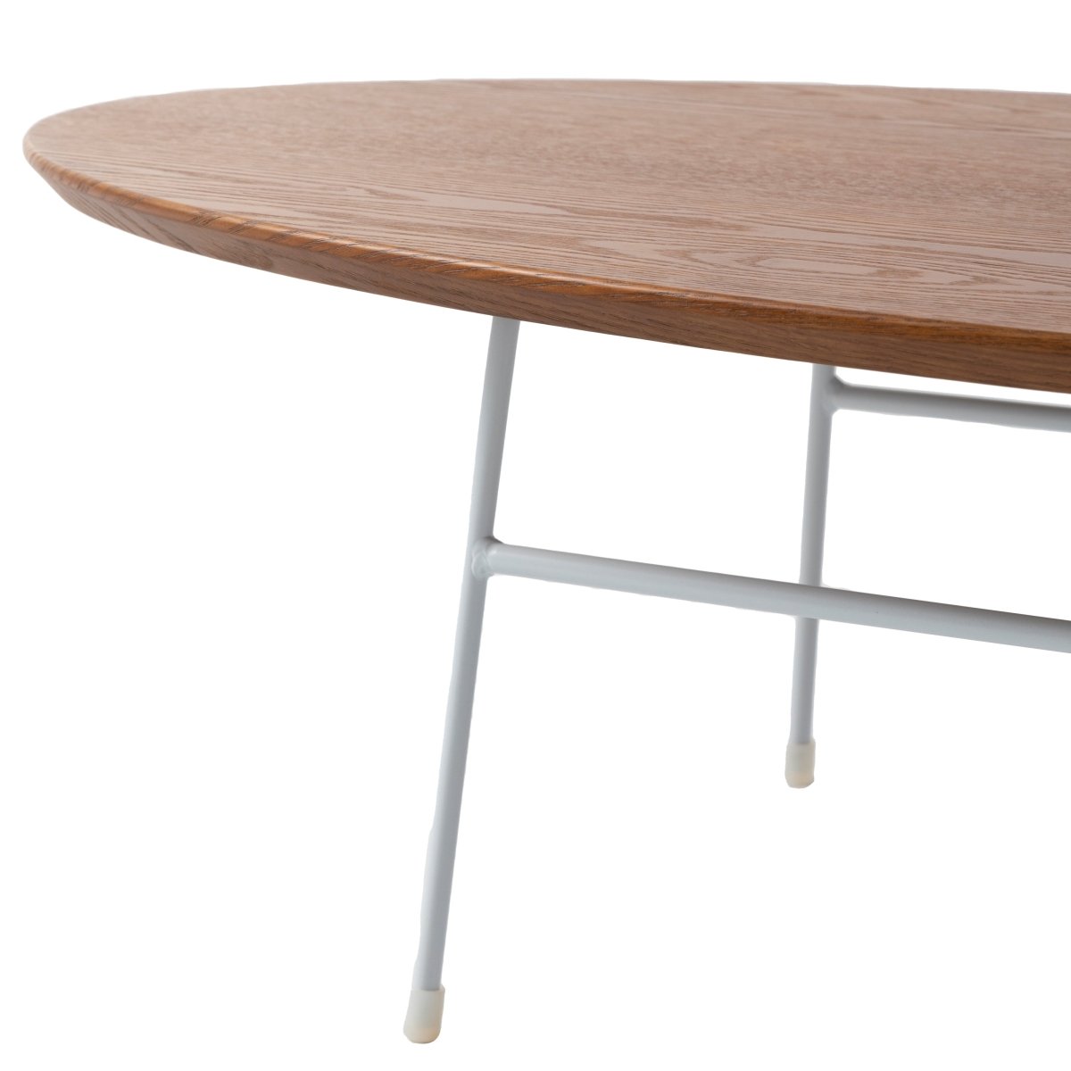 Leisuremod Coffee Table Rossmore Oval Coffee Table with MDF Wood Tabletop in Black/White Steel Frame