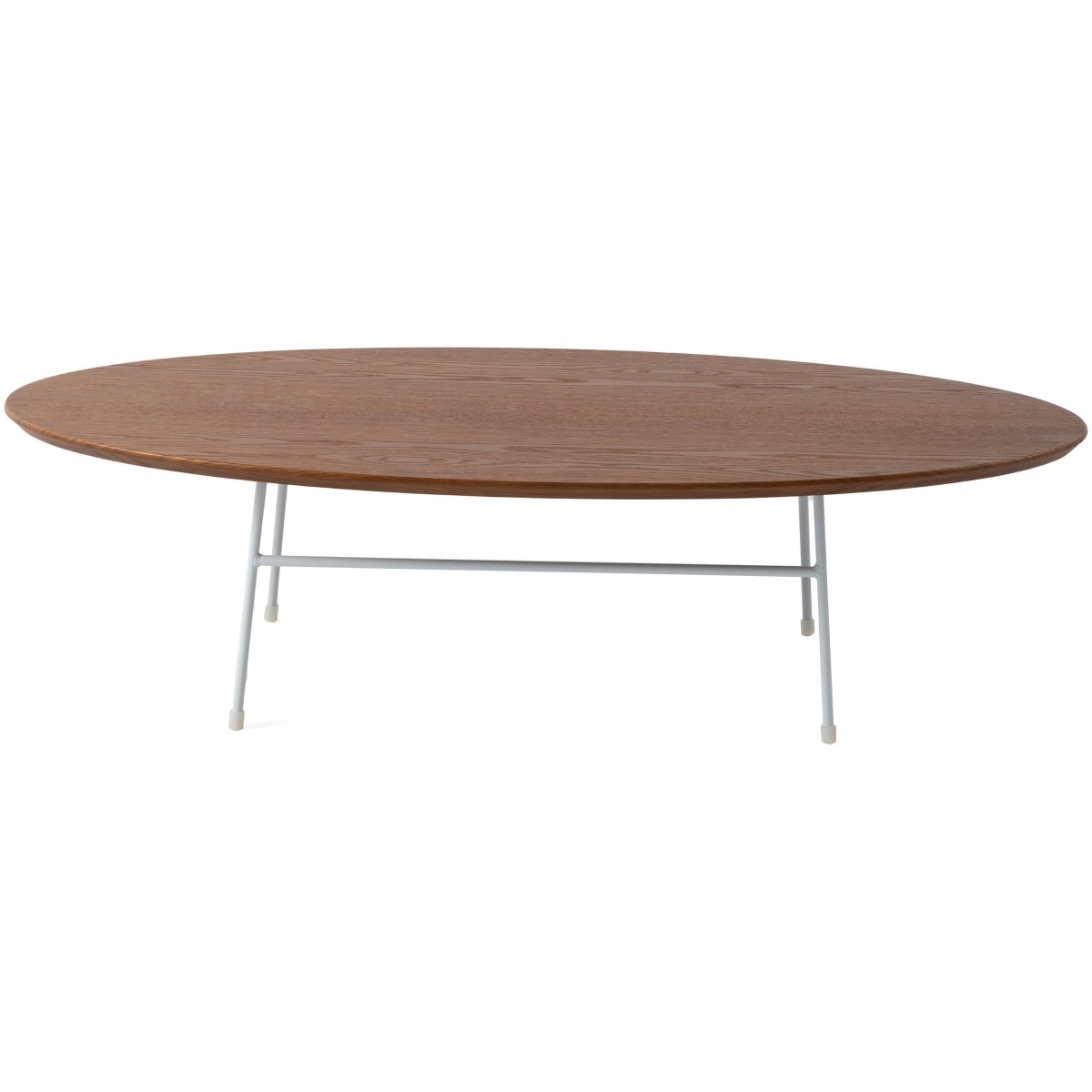 Leisuremod Coffee Table Rossmore Oval Coffee Table with MDF Wood Tabletop in Black/White Steel Frame