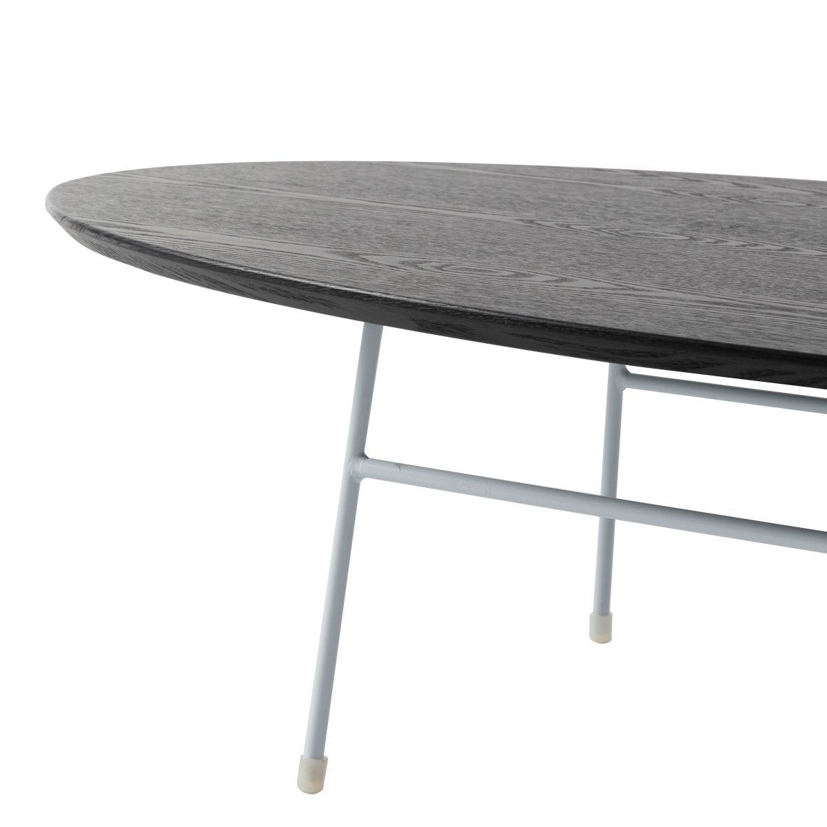 Leisuremod Coffee Table Rossmore Oval Coffee Table with MDF Wood Tabletop in Black/White Steel Frame