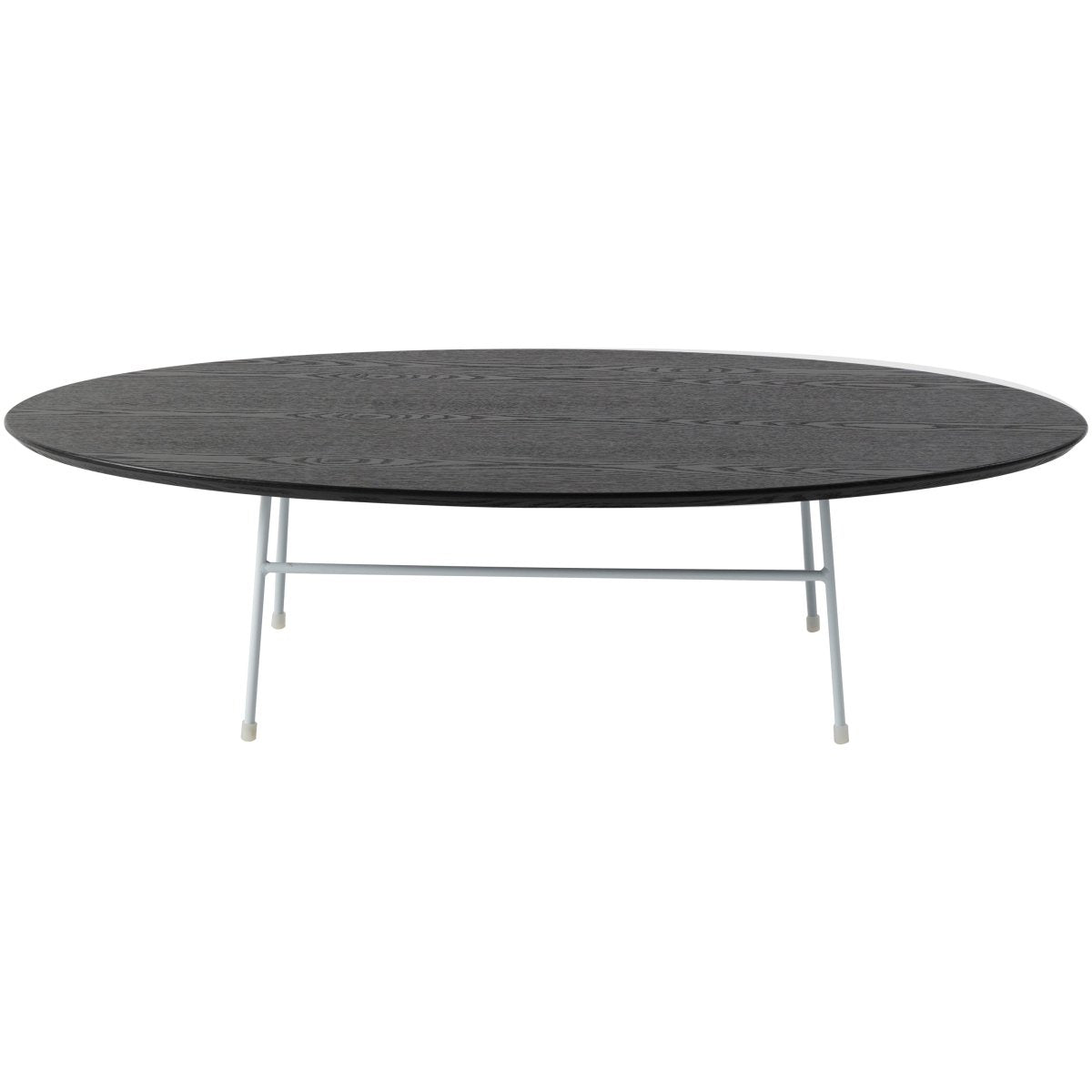 Leisuremod Coffee Table Rossmore Oval Coffee Table with MDF Wood Tabletop in Black/White Steel Frame