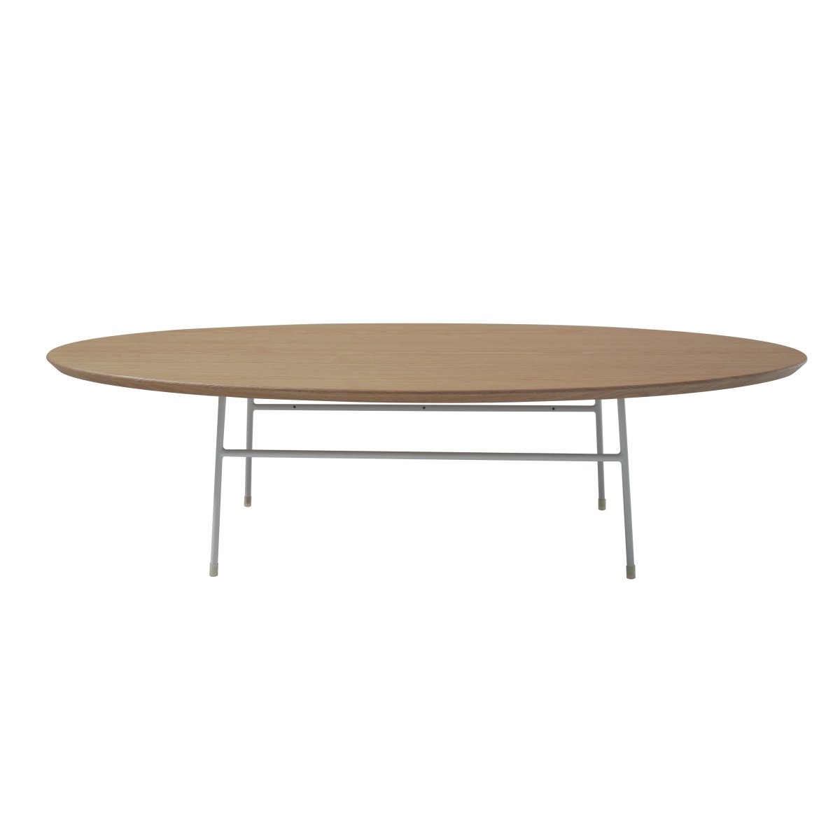 Leisuremod Coffee Table Rossmore Oval Coffee Table with MDF Wood Tabletop in Black/White Steel Frame