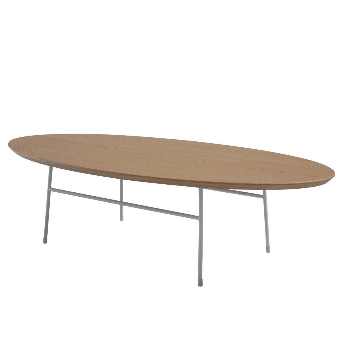Leisuremod Coffee Table Rossmore Oval Coffee Table with MDF Wood Tabletop in Black/White Steel Frame