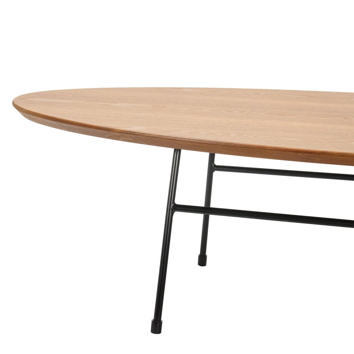 Leisuremod Coffee Table Rossmore Oval Coffee Table with MDF Wood Tabletop in Black/White Steel Frame