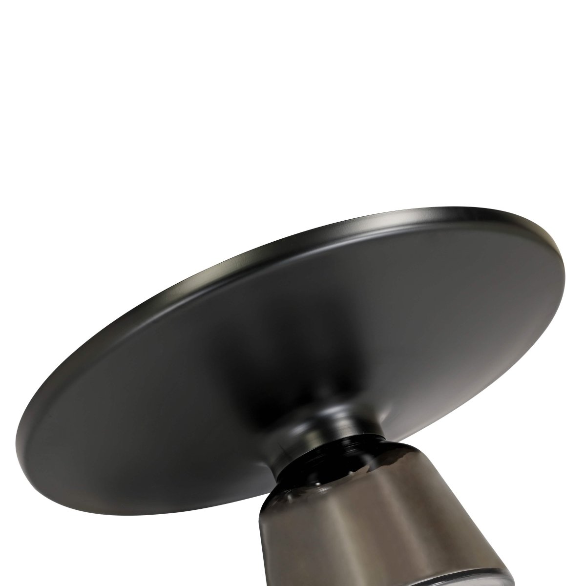 Tully 30-Inch Round Glass/Stone Coffee Table with Iron Rim Frame and Glass Base Stone Black Grey Black Stone Coffee Table Leisuremod