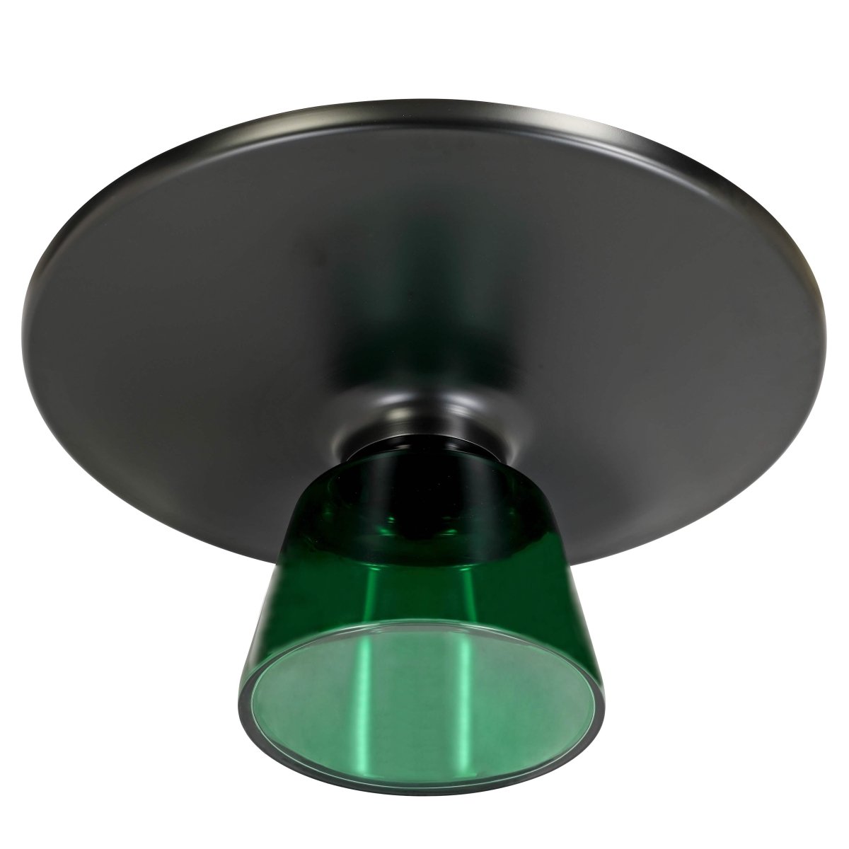 Tully 30-Inch Round Glass/Stone Coffee Table with Iron Rim Frame and Glass Base Glass Black Blue Black Glass Coffee Table Leisuremod