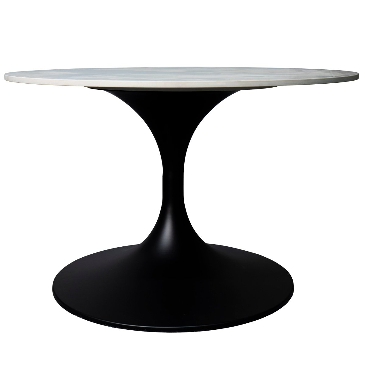 Leisuremod Coffee Table Verve Round Coffee Table with MDF/Resin/Sintered Stone Tabletop and Black Stainless Steel Base