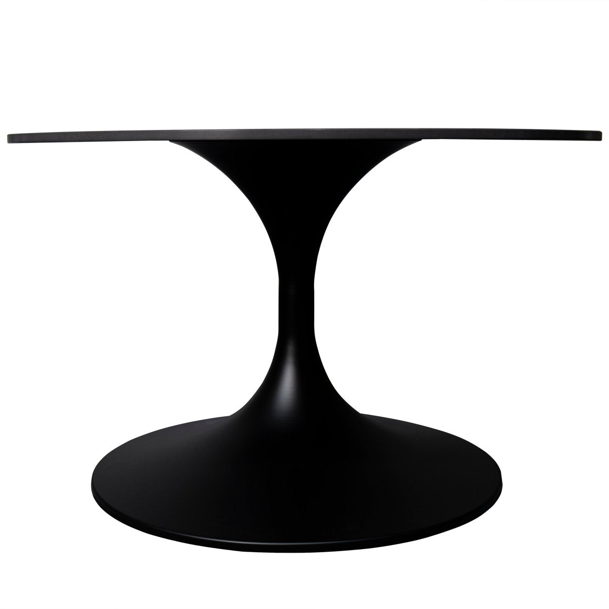 Leisuremod Coffee Table Verve Round Coffee Table with MDF/Resin/Sintered Stone Tabletop and Black Stainless Steel Base