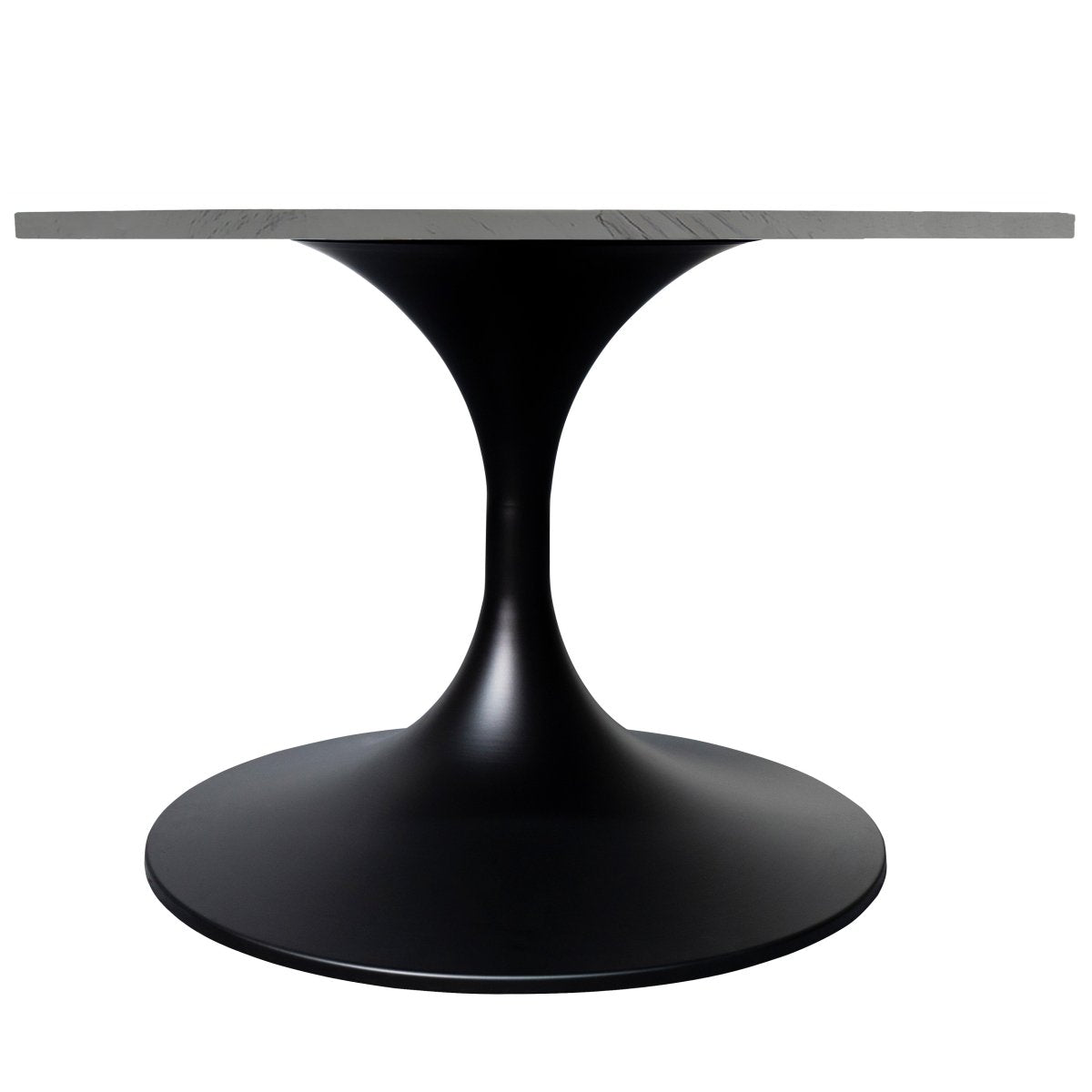 Leisuremod Coffee Table Verve Round Coffee Table with MDF/Resin/Sintered Stone Tabletop and Black Stainless Steel Base