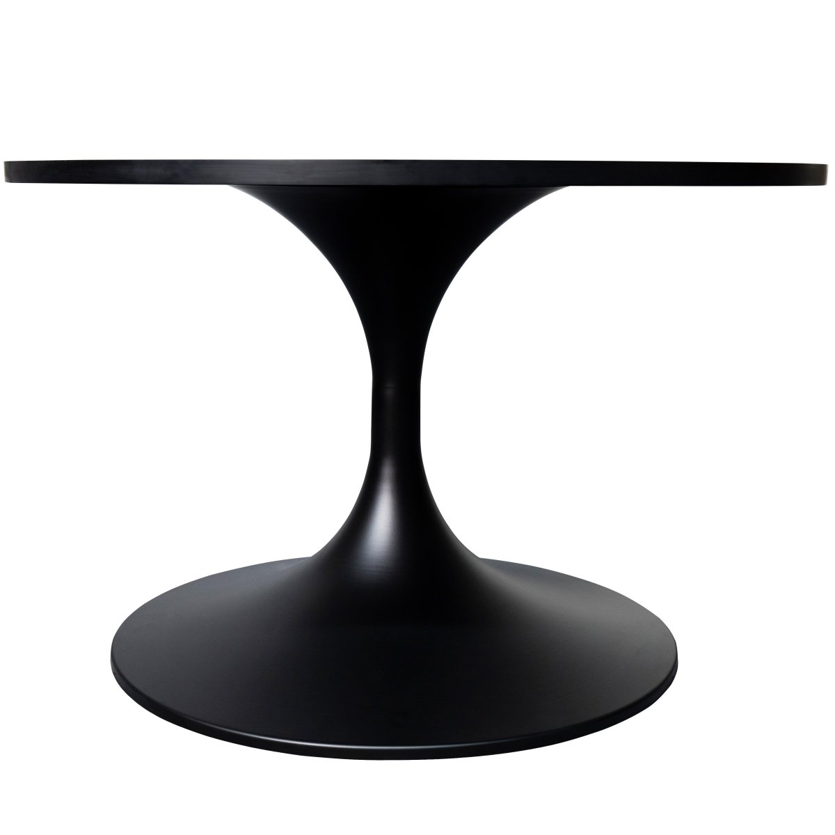 Leisuremod Coffee Table Verve Round Coffee Table with MDF/Resin/Sintered Stone Tabletop and Black Stainless Steel Base