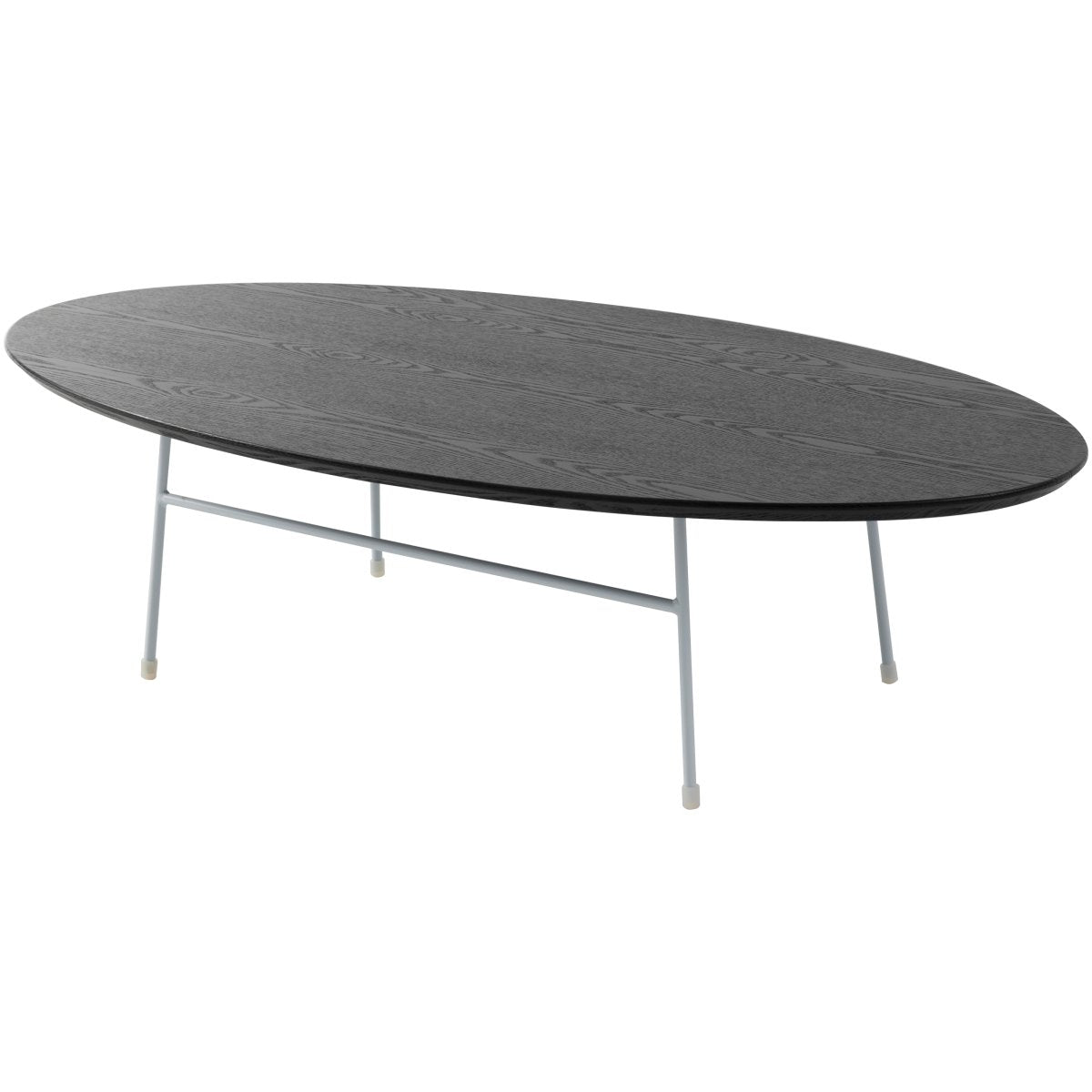 Leisuremod Coffee Table White / Black Rossmore Oval Coffee Table with MDF Wood Tabletop in Black/White Steel Frame
