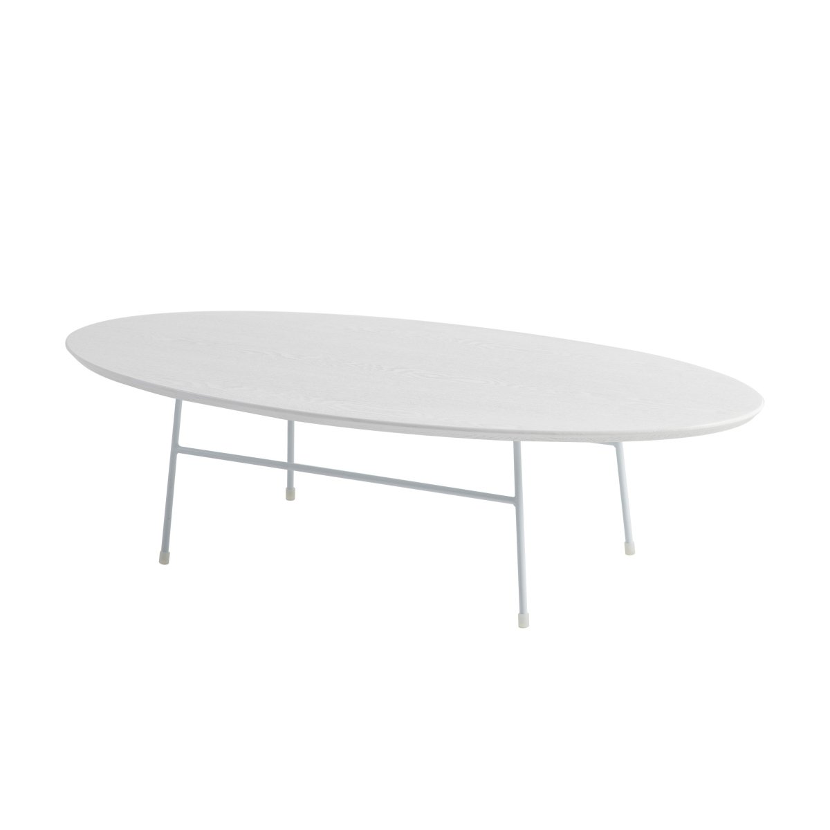 Leisuremod Coffee Table White / White Rossmore Oval Coffee Table with MDF Wood Tabletop in Black/White Steel Frame