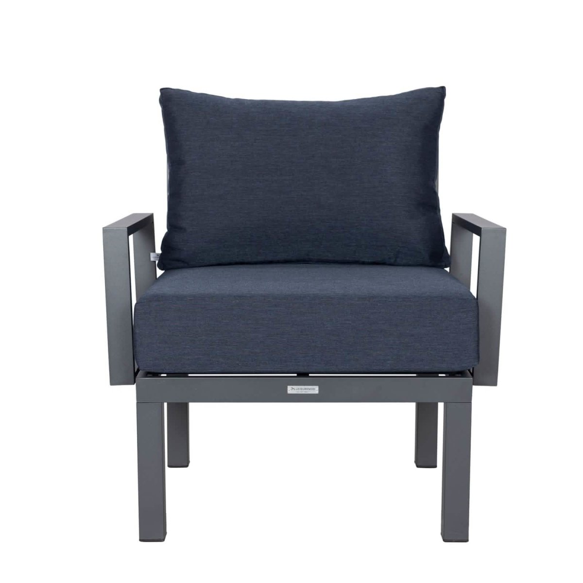 Leisuremod Conversation Set Chelsea Modern 6-Piece Patio Sectional Set in Black Aluminum with Removable Cushions