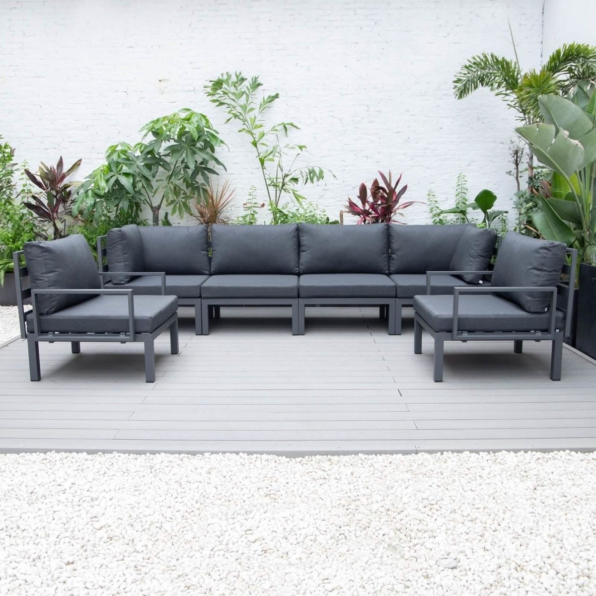 Hamilton 6-Piece Aluminum Patio Conversation Set With Cushions Red Conversation Set Leisuremod