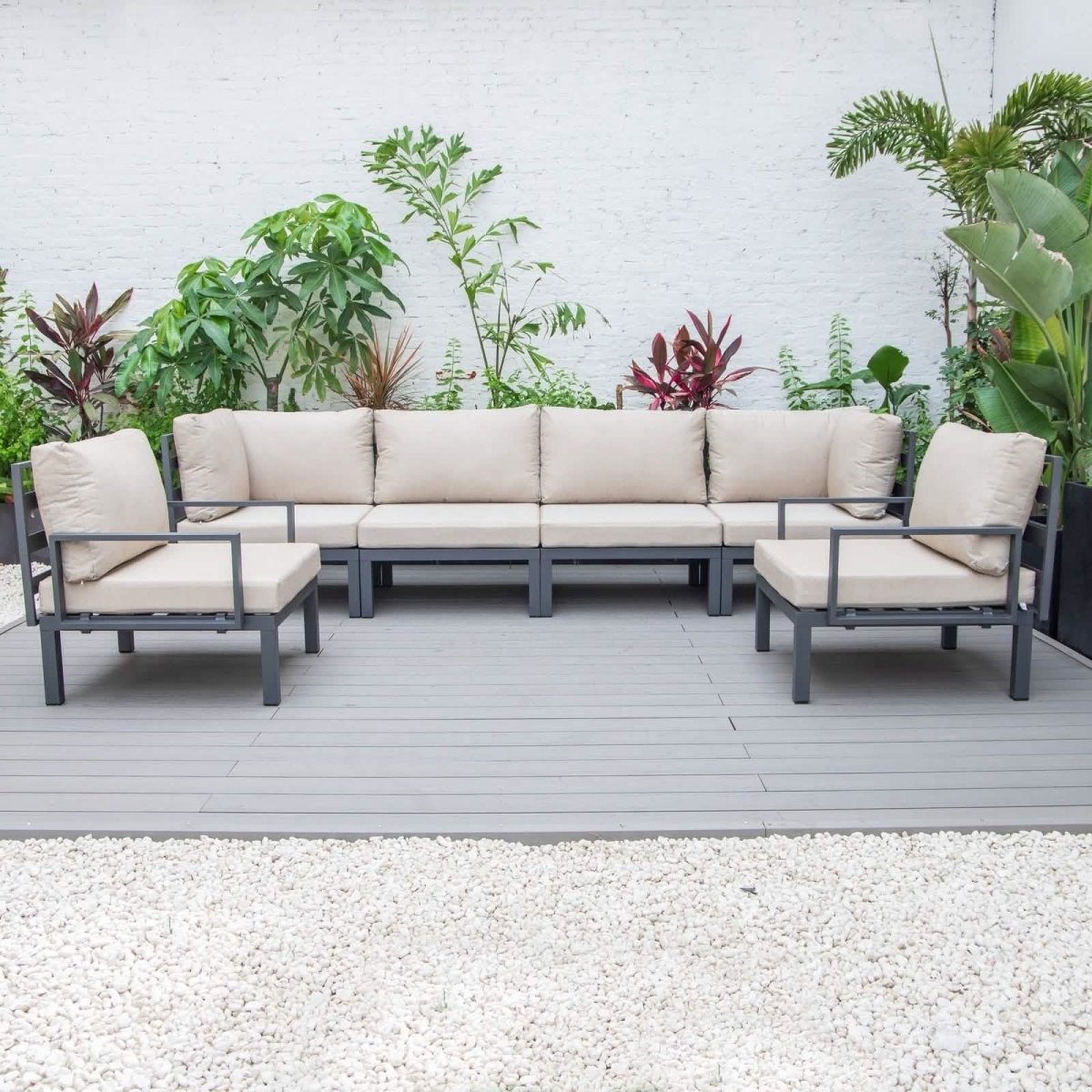 Hamilton 6-Piece Aluminum Patio Conversation Set With Cushions Red Conversation Set Leisuremod