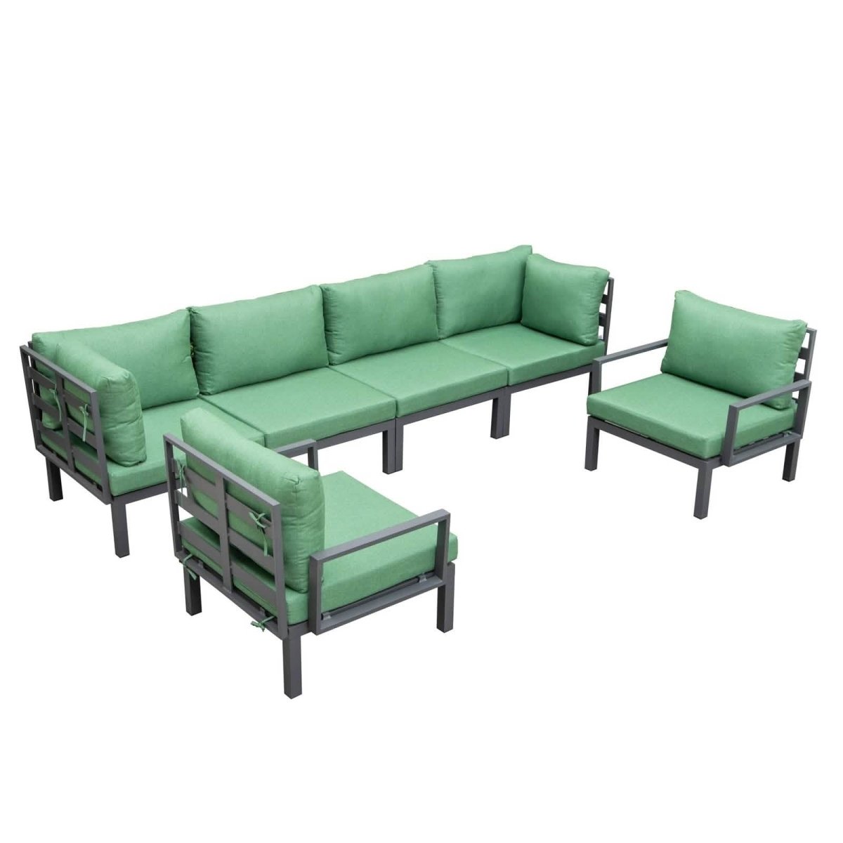 Hamilton 6-Piece Aluminum Patio Conversation Set With Cushions Charcoal Blue Conversation Set Leisuremod