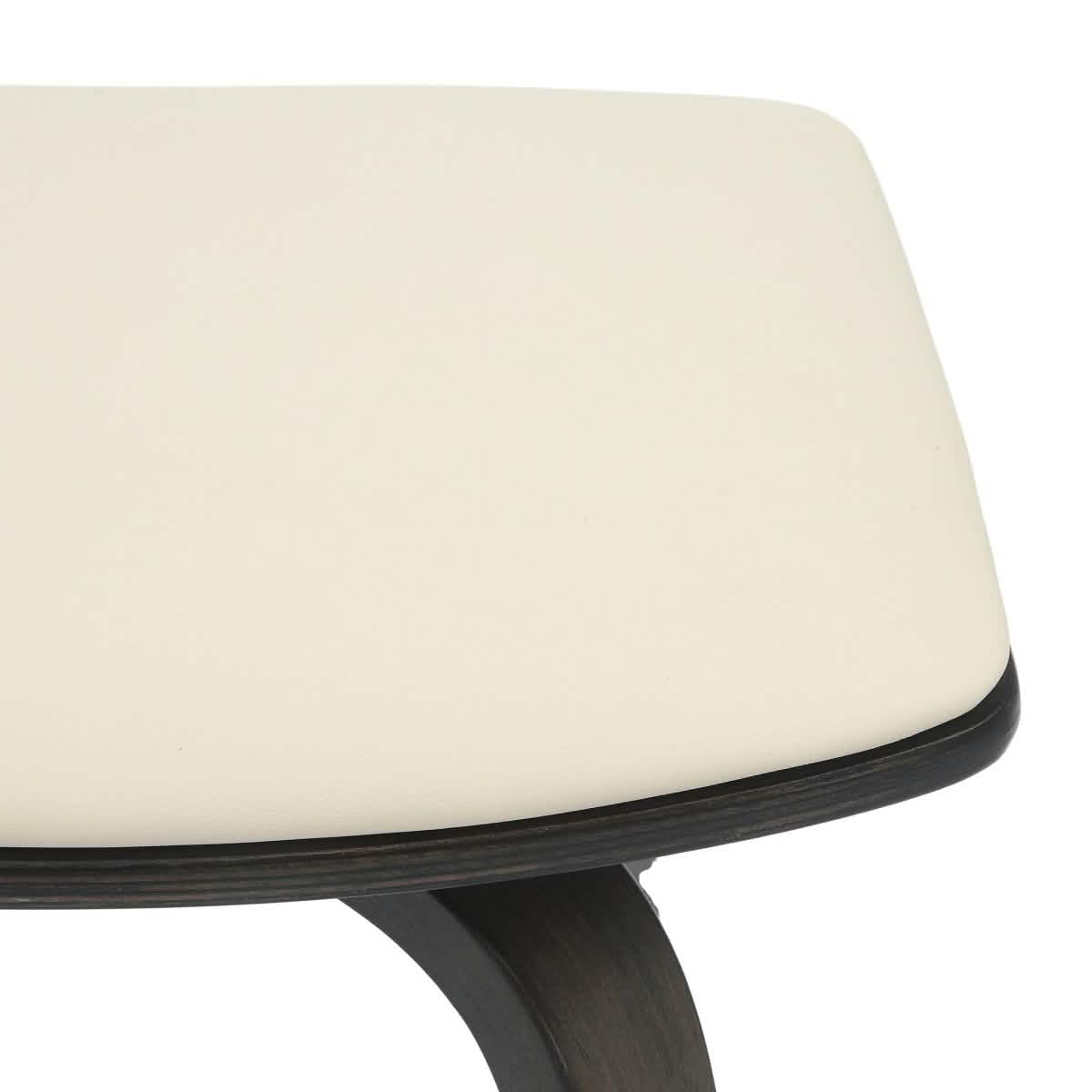 Pelya Leather Counter Stool with Square Seat and Poplar Wood Base Dark Walnut Taupe Counter Stool Leisuremod