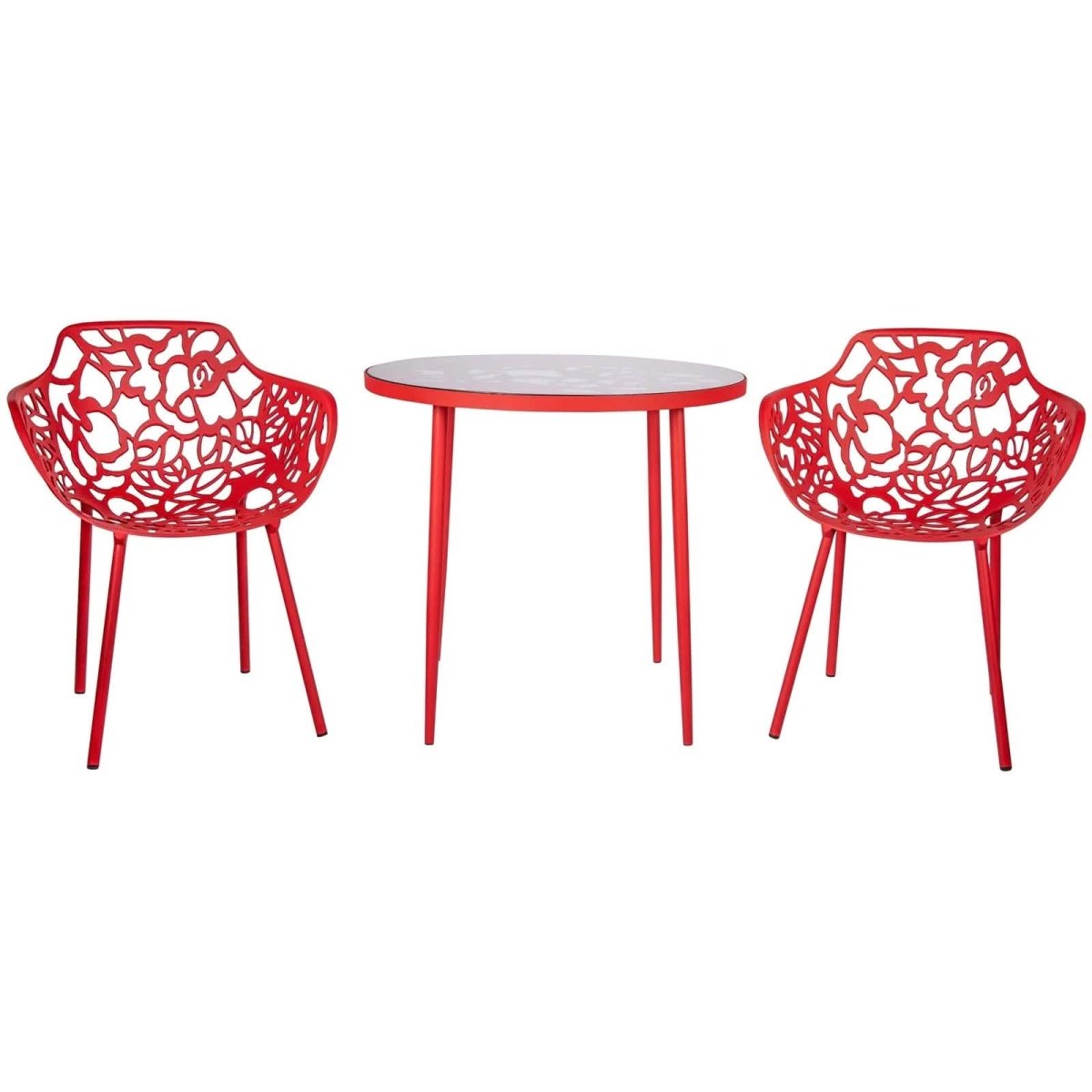 Devon Tree Design Glass Top Aluminum Base Indoor Outdoor Bistro Dining Table 31" Wide White Leisuremod