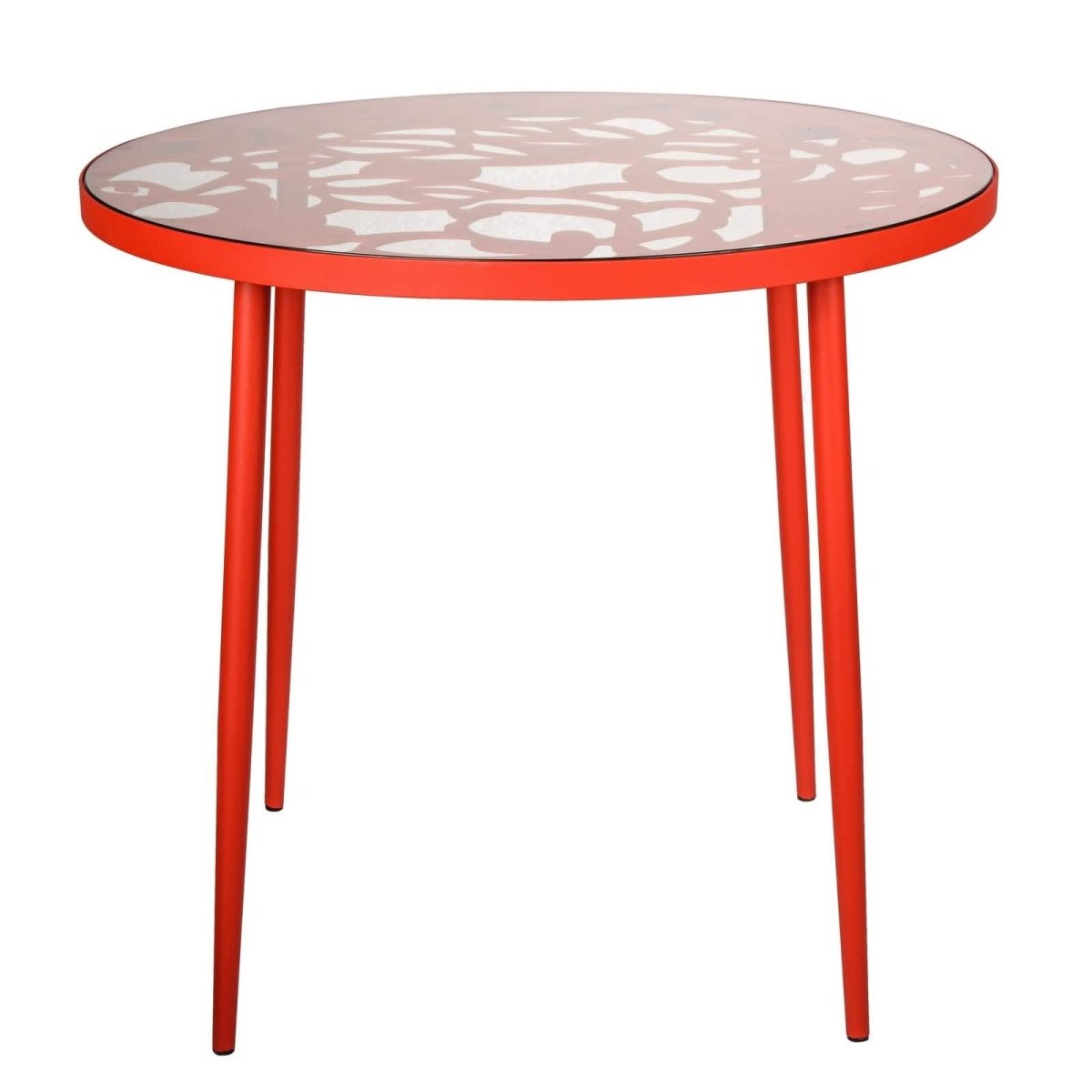 Devon Tree Design Glass Top Aluminum Base Indoor Outdoor Bistro Dining Table 31" Wide White Leisuremod