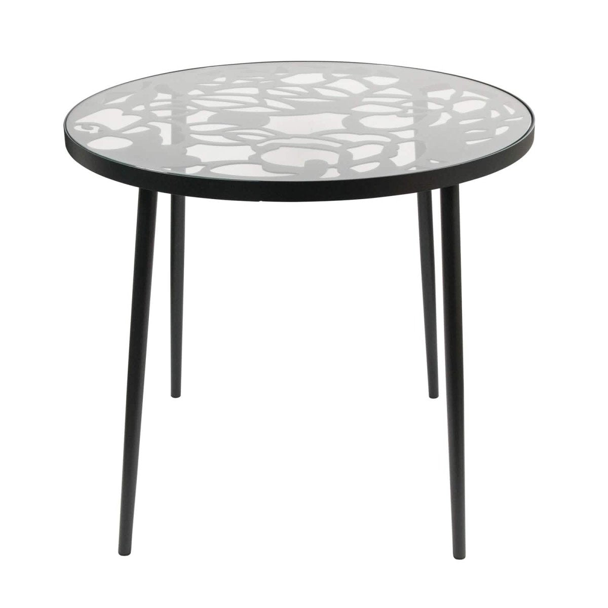 Devon Tree Design Glass Top Aluminum Base Indoor Outdoor Bistro Dining Table 31" Wide White Leisuremod