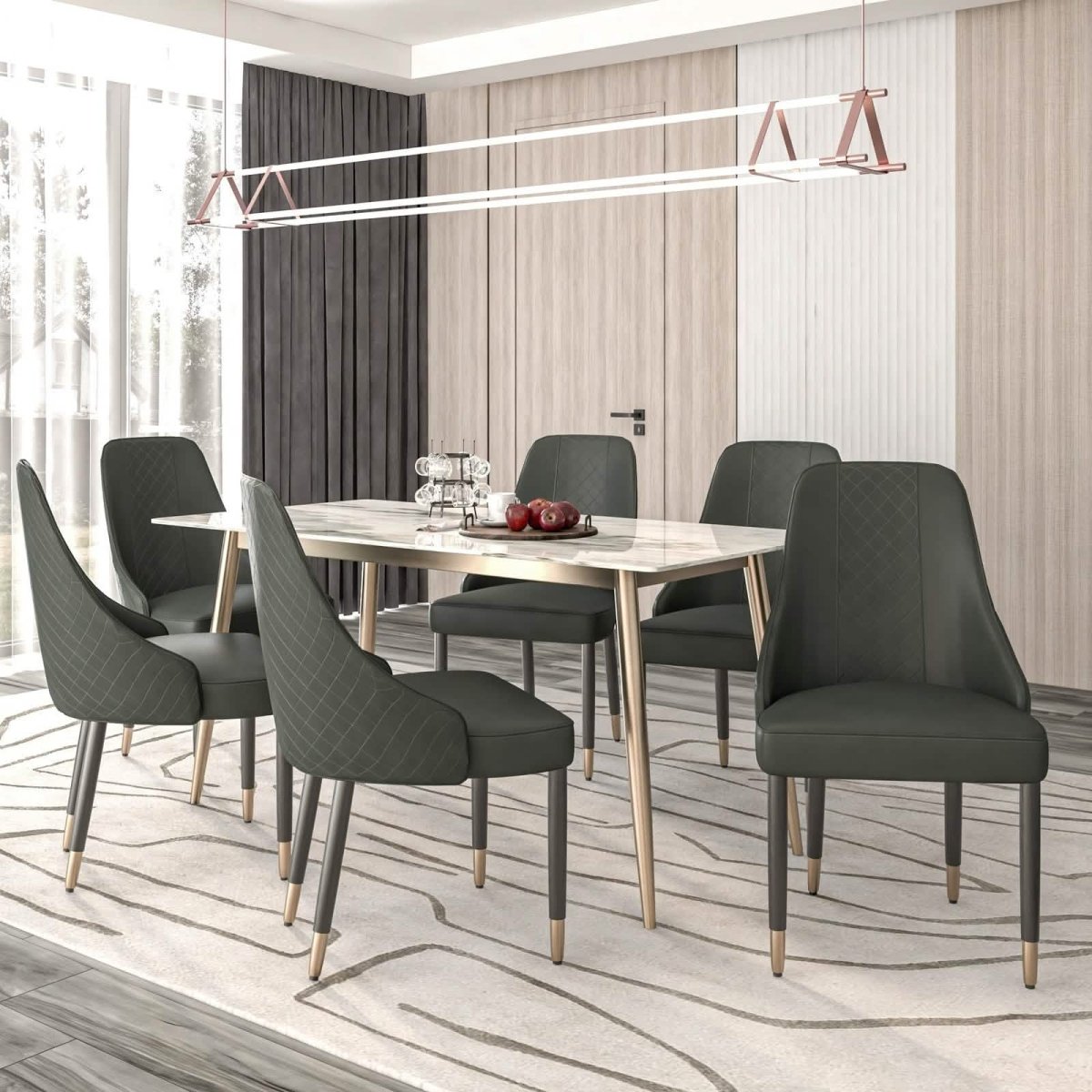 Leisuremod Dining Chair Allure Dining Chairs Fabric/Leather Seat and Back in Oak Wood