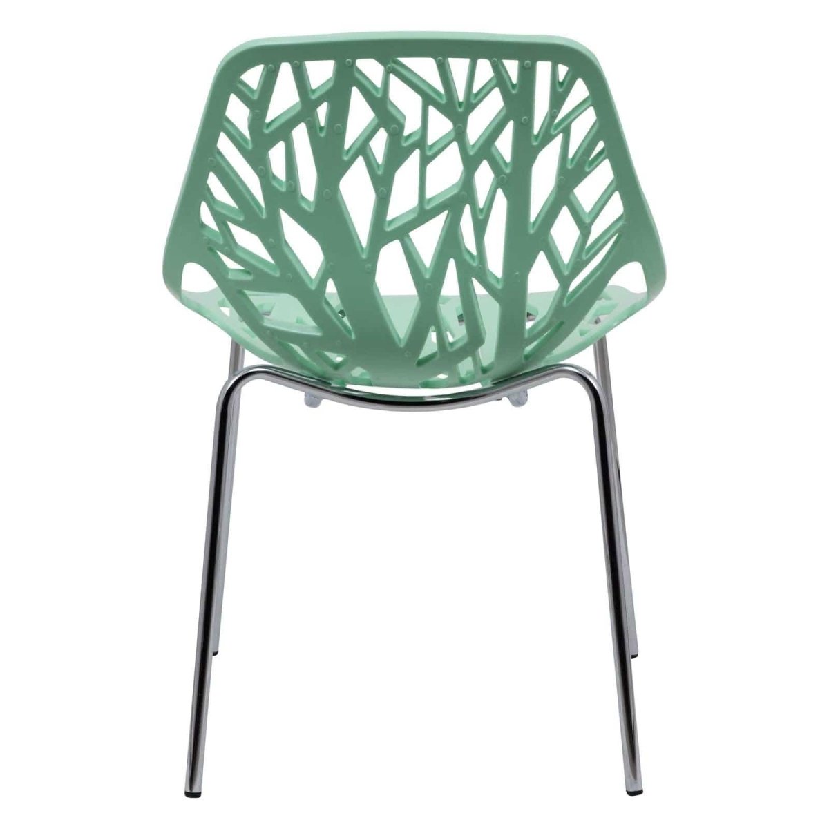 Leisuremod Dining Chair Asbury Polypropylene Dining Side Chair with Forest Cut-Out Design in Chrome
