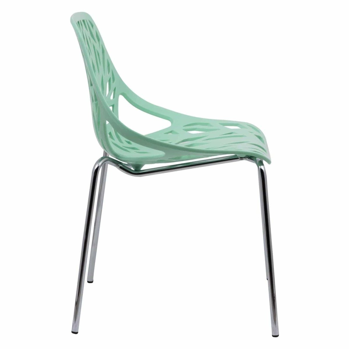 Leisuremod Dining Chair Asbury Polypropylene Dining Side Chair with Forest Cut-Out Design in Chrome