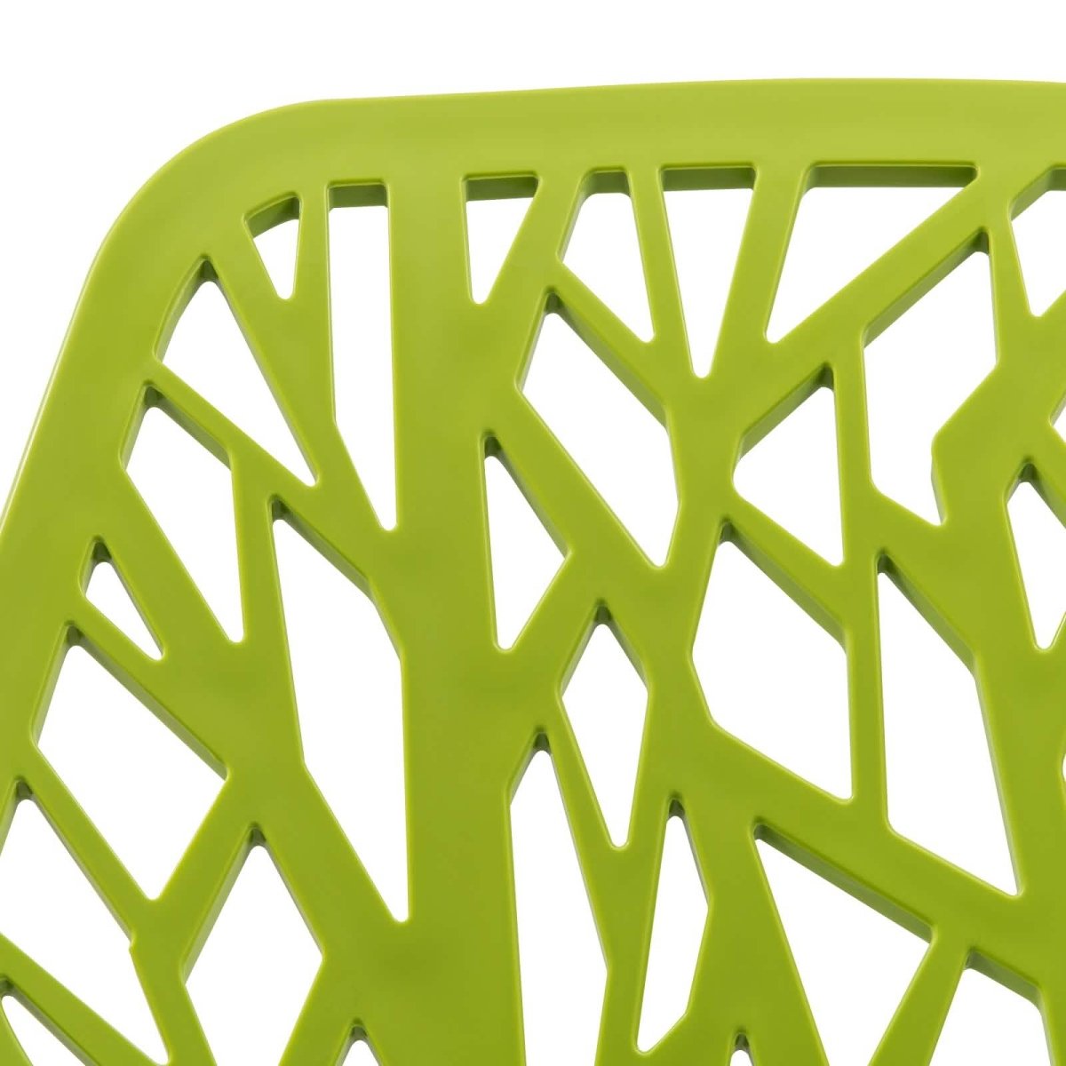 Leisuremod Dining Chair Asbury Polypropylene Dining Side Chair with Forest Cut-Out Design in Chrome