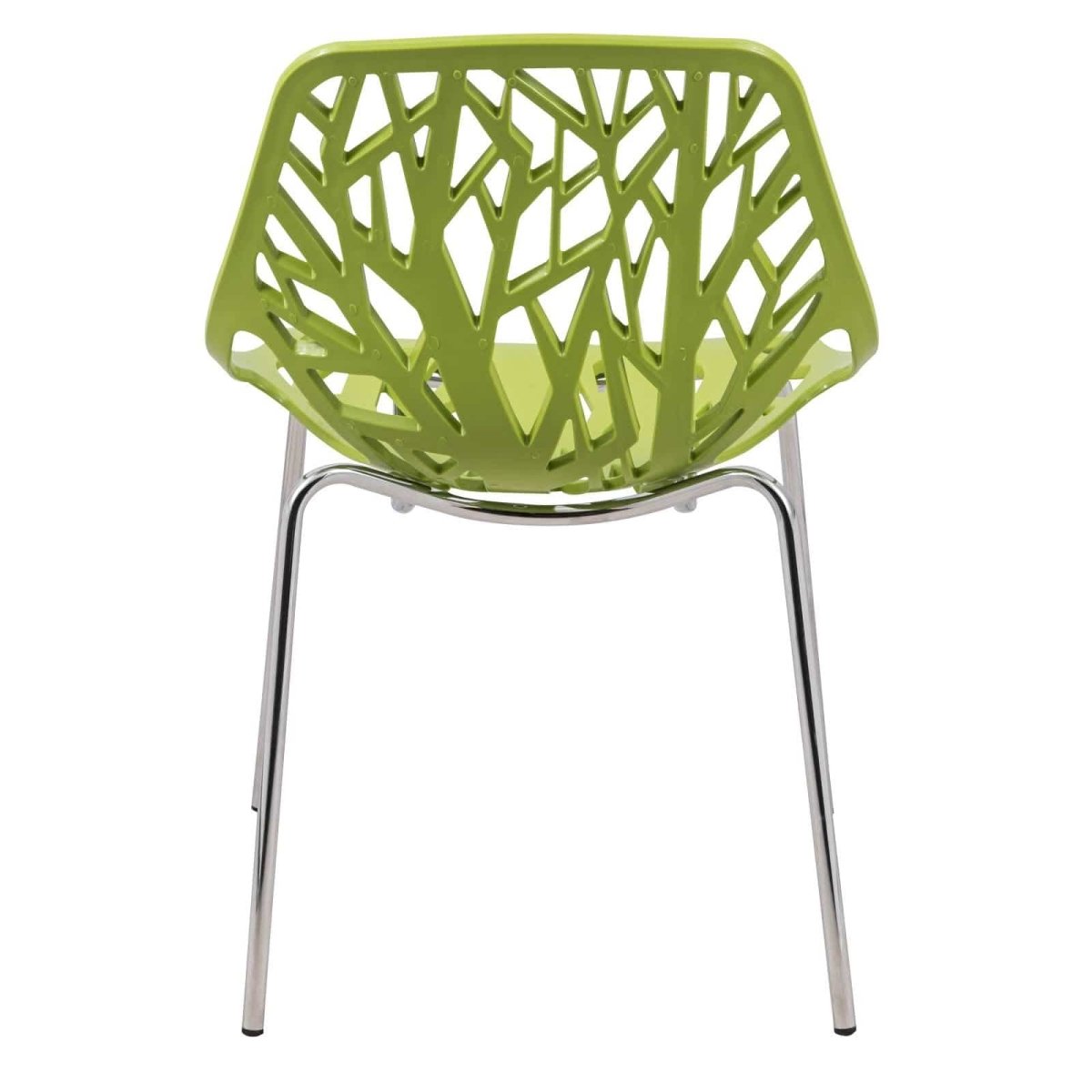 Leisuremod Dining Chair Asbury Polypropylene Dining Side Chair with Forest Cut-Out Design in Chrome