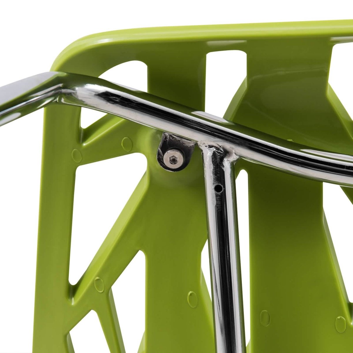 Leisuremod Dining Chair Asbury Polypropylene Dining Side Chair with Forest Cut-Out Design in Chrome