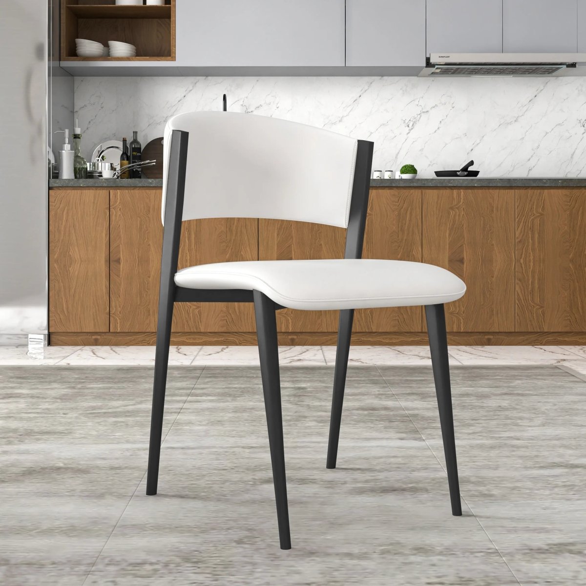 Leisuremod Dining Chair Aspen Dining Chairs Upholstered in Leather with Black Metal Legs