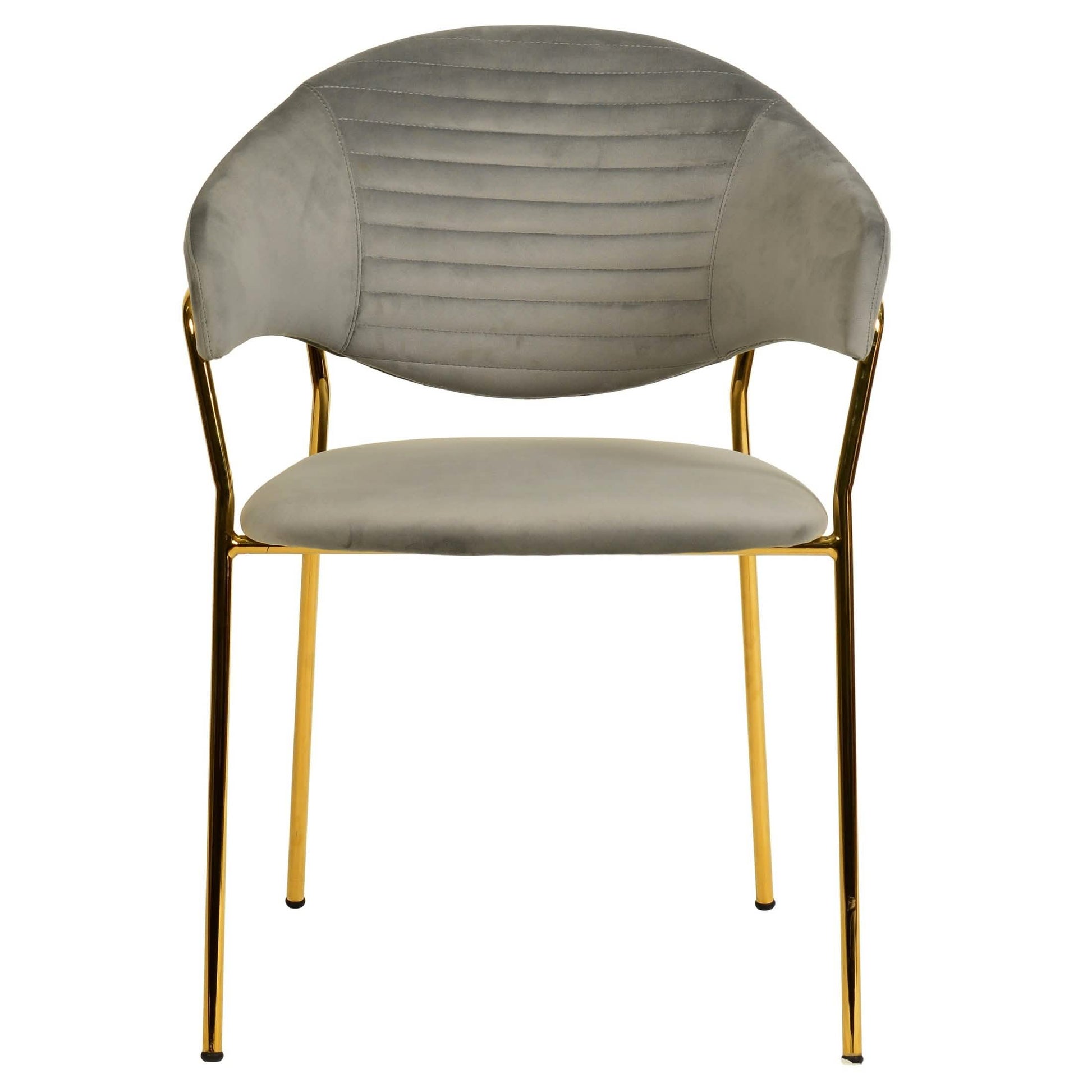 Bella Dining Chair Upholsted in Leather or Velvet in Gold Stainless Steel Light Grey Velvet Dining Chair Leisuremod