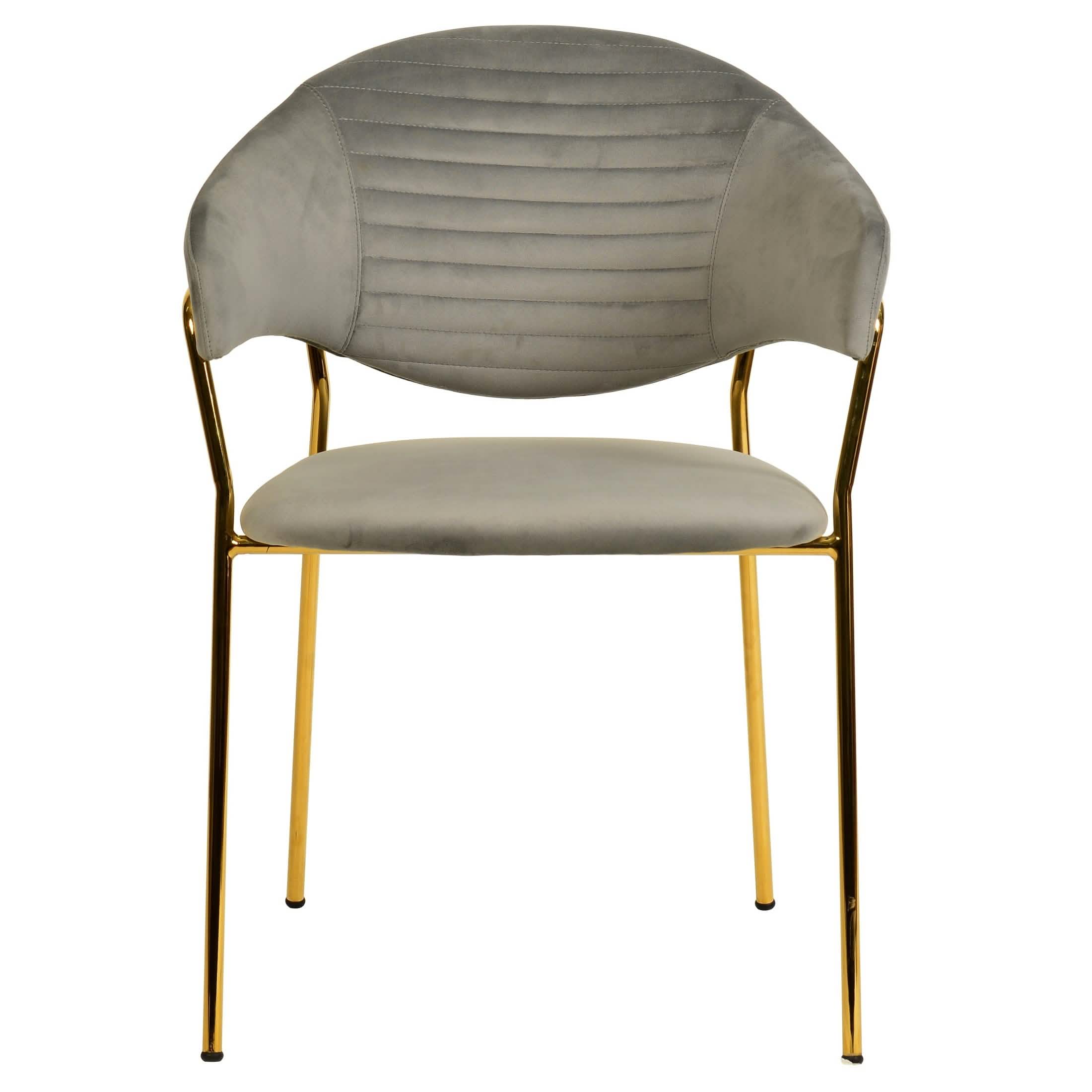 Bella Dining Chair Upholsted in Leather or Velvet in Gold Stainless Steel Light Grey Velvet Dining Chair Leisuremod