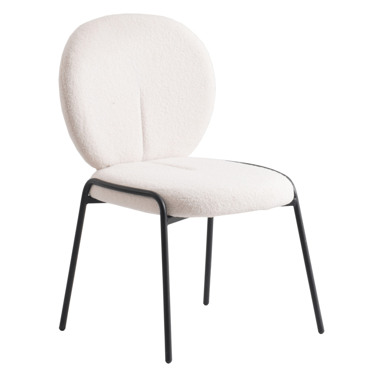 Celestial Modern Boucle Dining Side Chair with Black/White Powder Coated Iron Frame Black Armless White Dining Chair Leisuremod